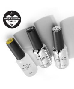 MOMO professional Kalıcı oje ve Protez Tırnak İçin 3’lü set - Primer 10 ml, Base Coat 9 ml, Top Coat 9 ml