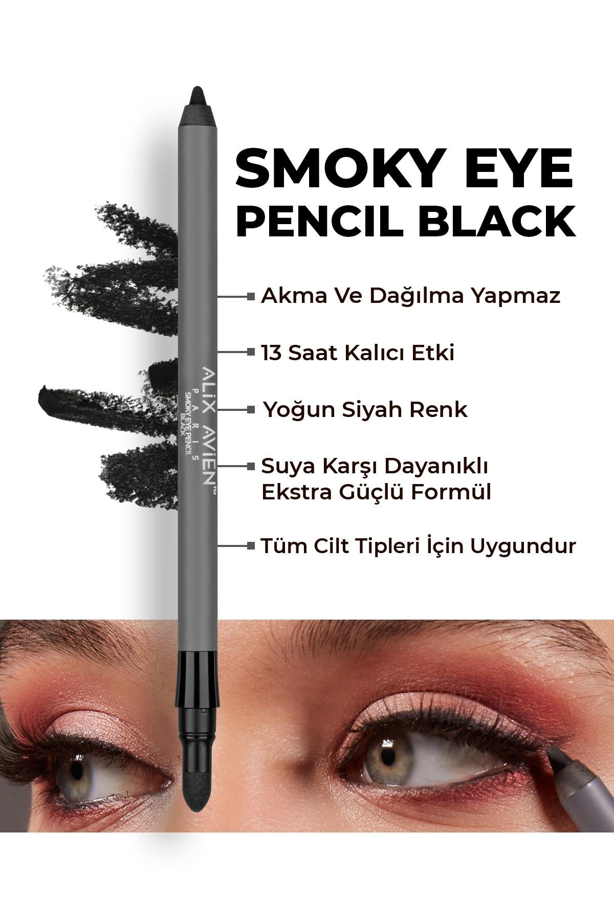 Alix Avien Siyah Smoky Göz Kalemi - Buğulu Göz Makyajı Ve Dumanlı Etki - Smoky Eye Pencil Black
