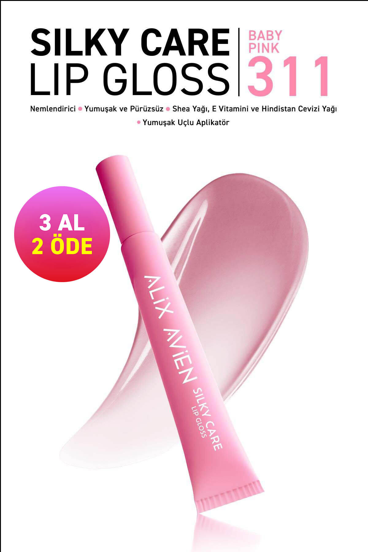 Alix Avien Dolgun Gürünüm ve Nemlendirici Etkili Dudak Parlatıcısı - Silky Care Lipgloss 311 Baby Pink
