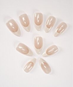 POP Beauty Takma Tırnak Seti & Zararsız Yapıştırıcı, Glazed Donut French Hailey Bieber