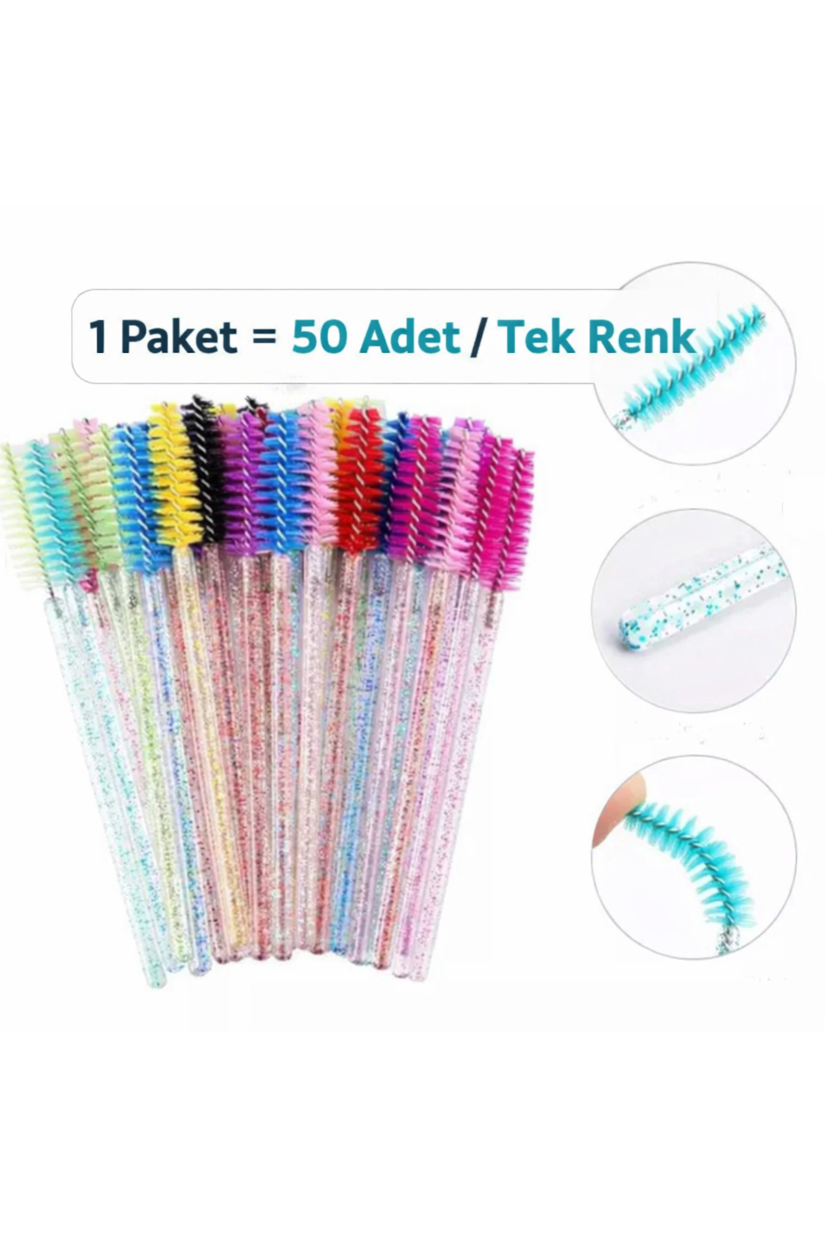 Genel Markalar Renkli 50'li Kaş Ve Kirpik Tarama Fırçası