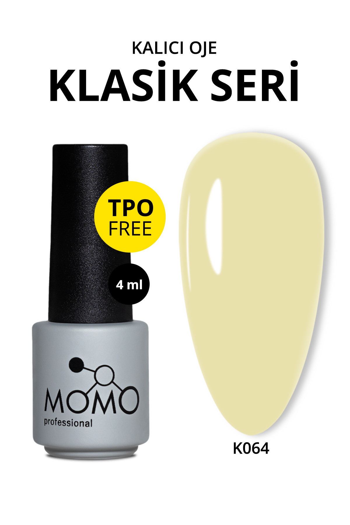 MOMO professional Kalıcı Oje K064, Butter Yellow, 4 ml