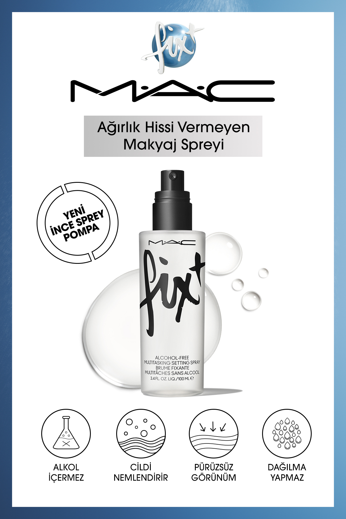 Mac Fıx Original Çok Yönlü Makyaj Spreyi Cildi Hazırlar & Sabitler 30 ml