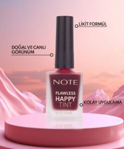 Note Cosmetics Flawless Happy Tint Lip & Cheek Dudak Ve Yanak Renklendirici Likit Allık - 02 Wild Cherry - Mor - Görsel 3