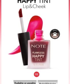 Note Cosmetics Flawless Happy Tint Lip & Cheek Dudak Ve Yanak Renklendirici Likit Allık - 02 Wild Cherry - Mor