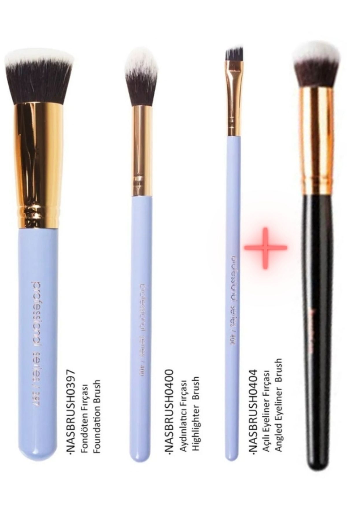 Nascita 3' Lü Günlük Makyaj Fırça Seti NASBRUSHSET91R + Oval Yapılı Kapatıcı Fırçası NASBRUSH 136