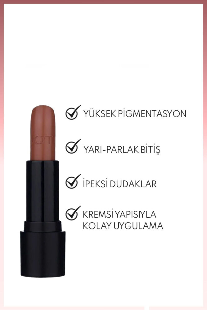 Note Cosmetics Deep Impact Lipstick Kremsi Dokulu Yarı Parlak Ruj 07 Warm Chocolatte - Kahverengi - Görsel 2