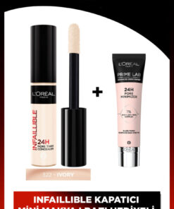 L'Oreal Paris Infailliable 322 Tüm Yüze Uygulanabilir Kapatıcı & Prime Lab Mini Primer