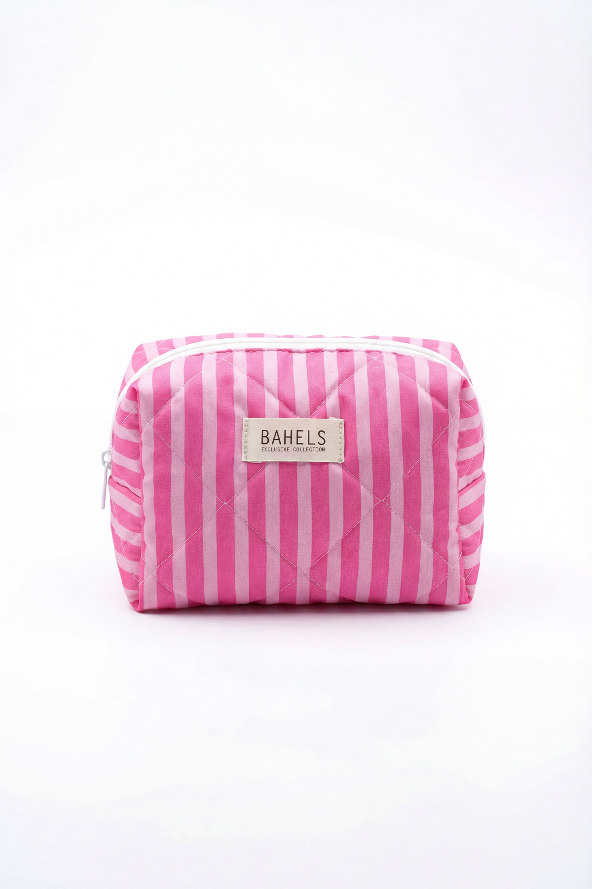BAHELS Pembe Çizgili Makyaj Çantası - Görsel 3