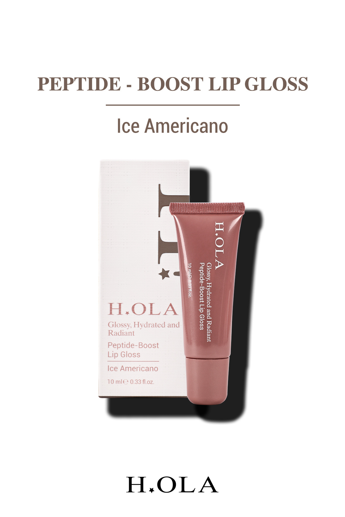 h.OLA Lip Gloss | Dudak Parlatıcısı | Kalıcı, Yüksek Pigmentli | Peptide-boost | Ice Americano