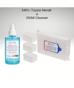 QNAİL PROFESSİONAL 540'Lı Tüysüz Protez Kalıcı Oje Manikür Temizleme Mendili Cleanser Yapışkanlık Temizleme Spreyi