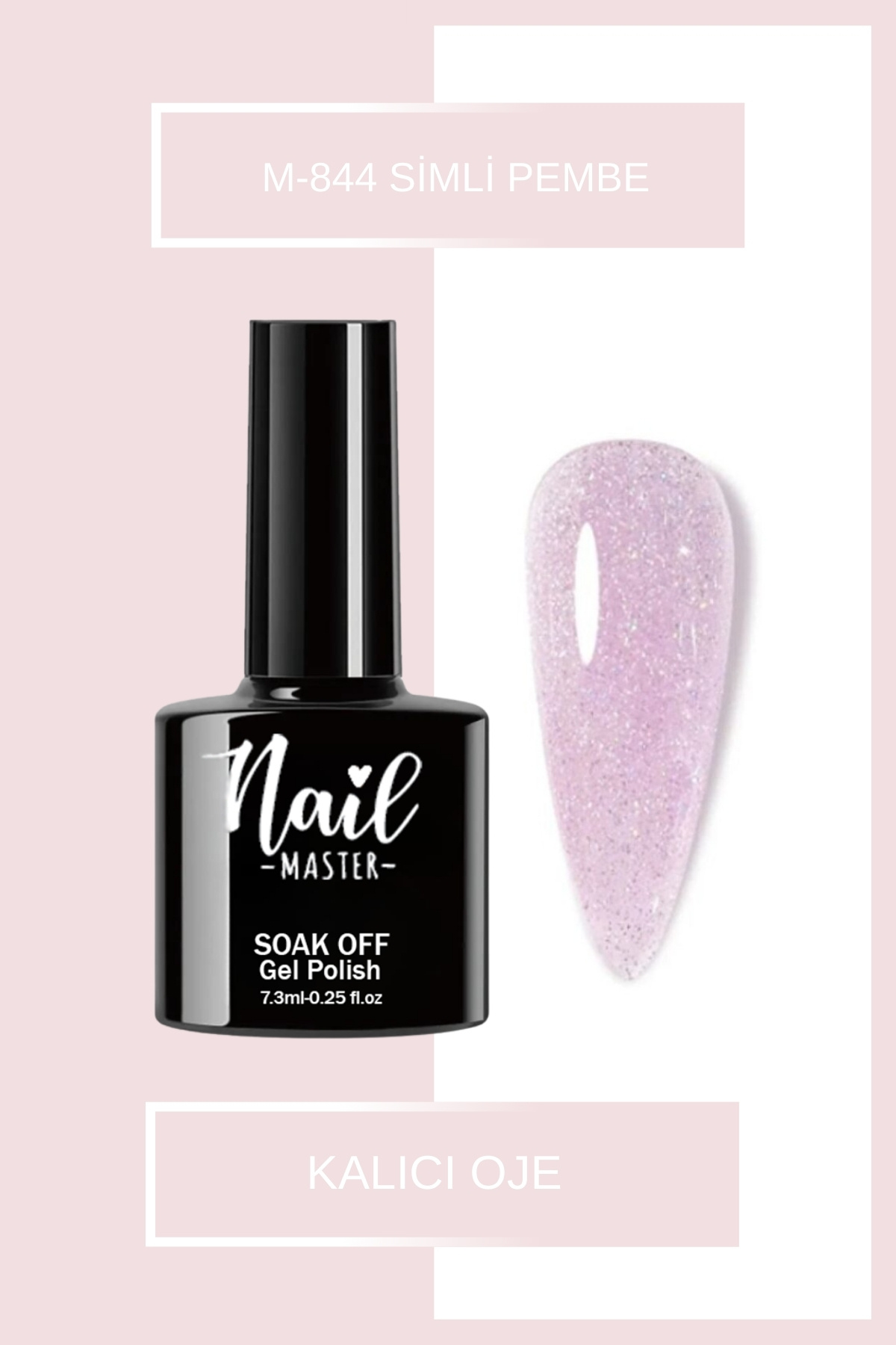 Nail Master M844 Kalıcı Oje 7,3ml Simli Pembe