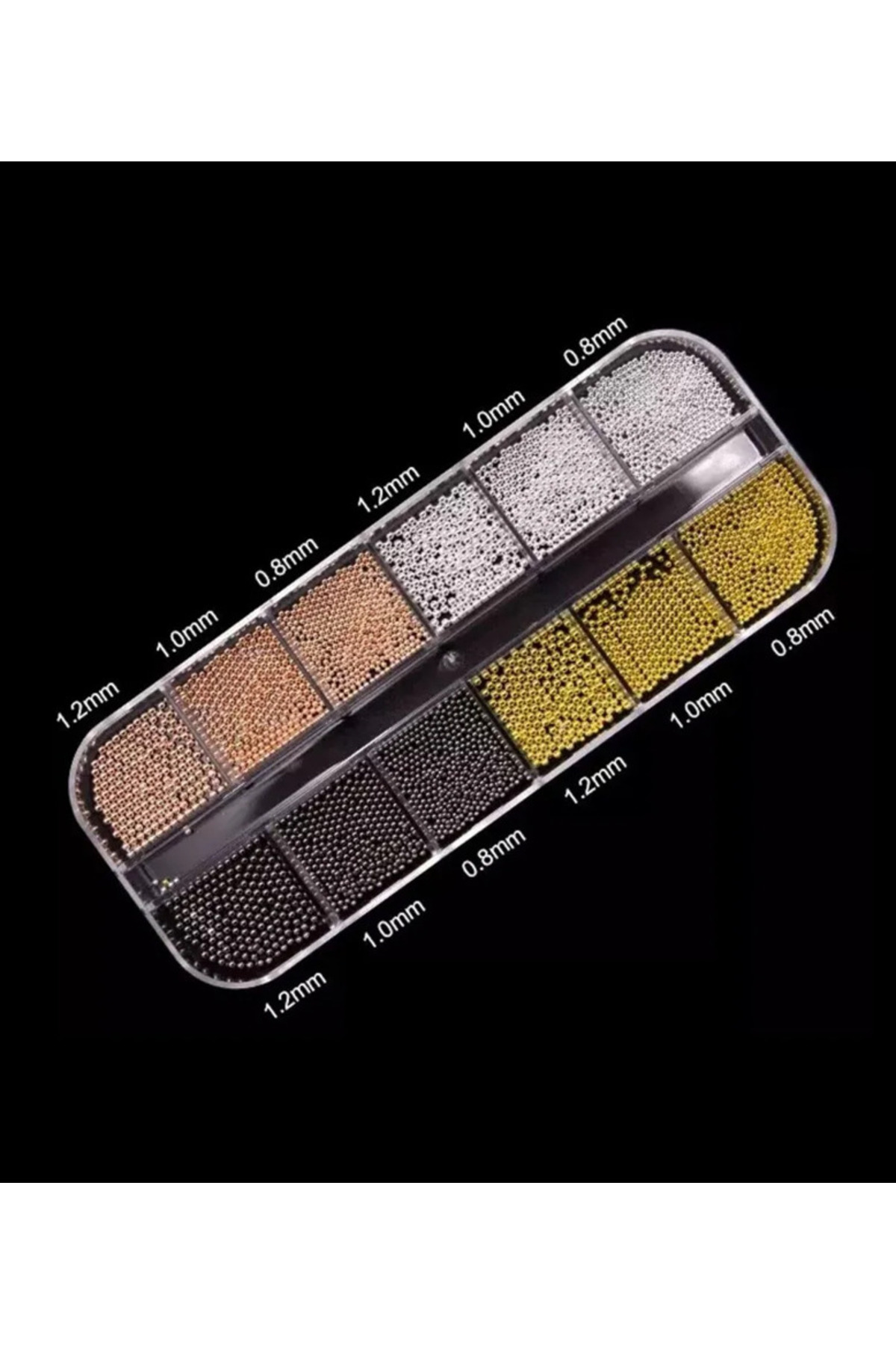 QNAİL PROFESSİONAL 12'li Havyar Tırnak Taş Süsleme Nail Art Boncukları 4 Renk - Görsel 3