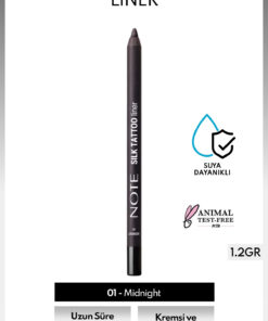 Note Cosmetics Silk Tattoo Liner Suya Dayanıklı İpeksi Jel Göz Kalemi - 01 Midnight - Siyah (Mat)