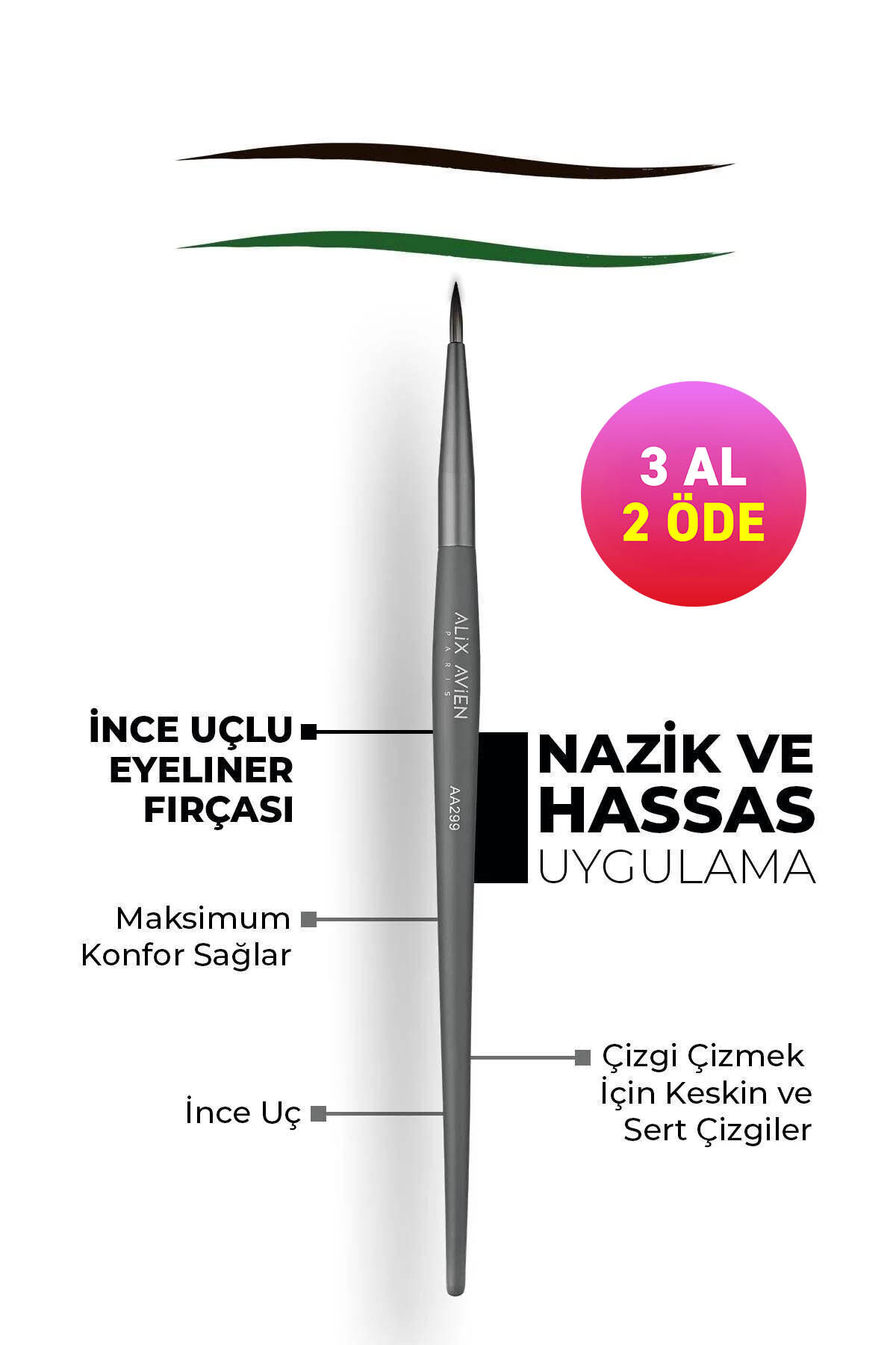 Alix Avien İnce Uçlu Eyeliner Fırçası - Eyeliner Brush AA299