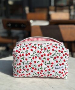 Batekso Mini Kiraz Desenli Makyaj Çantası - Büyük Boy