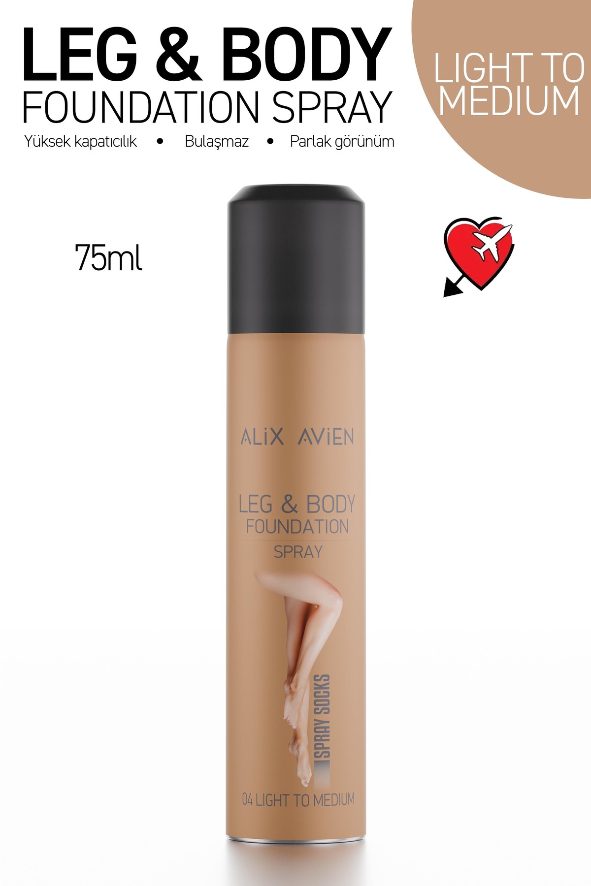 Alix Avien Bacak Fondöteni Light to Medium Bronzlaştırıcı Etki Sprey Çorap - Leg & Body Foundation 75 ml