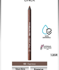Note Cosmetics Silk Tattoo Liner Suya Dayanıklı İpeksi Jel Göz Kalemi - 02 Espresso - Kahverengi (Işıltılı)