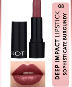 Note Cosmetics Deep Impact Lipstick Kremsi Dokulu Yarı Parlak Ruj 08 Sophisticate Burgundy - Kırmızı