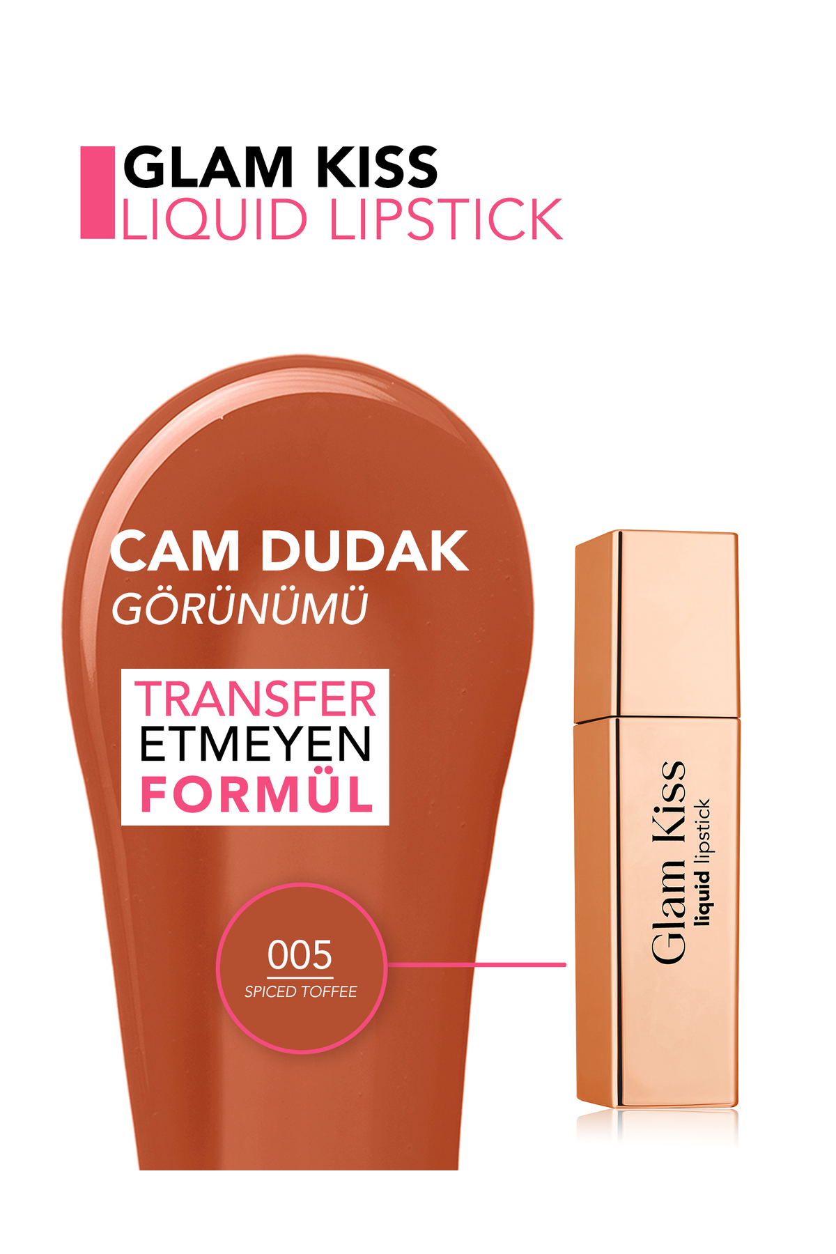 Flormar Glam Kiss Yüksek Pigmentli & Nemlendirici Cam Dudak Görünümlü Parlak Bitişli Ruj - Görsel 3