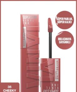 Maybelline New York Super Stay Vinyl Ink Uzun Süre Kalıcı Likit Parlak Ruj 35 Cheeky