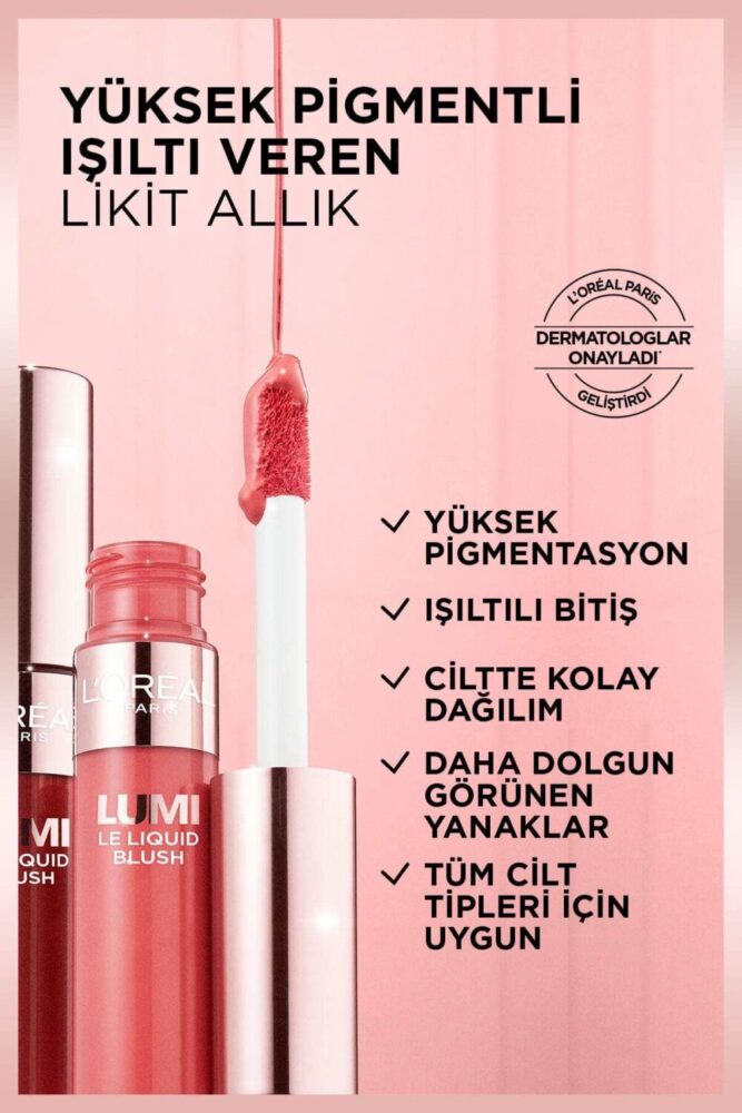 L'Oreal Paris L'Oréal Paris Lumi Blush Likit Allık - 635 Glowy Worth It Medium - Görsel 2