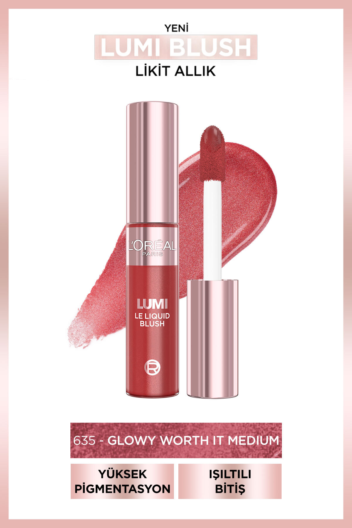 L'Oreal Paris L'Oréal Paris Lumi Blush Likit Allık - 635 Glowy Worth It Medium