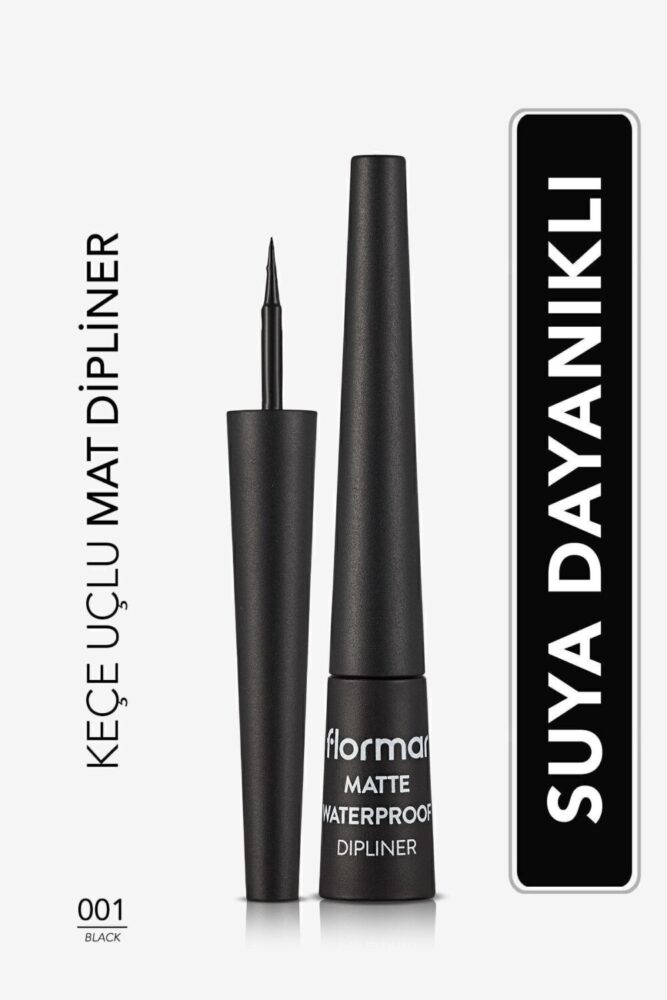 Flormar Suya Dayanıklı Mat Dipliner (SİYAH) - Waterproof Dipliner - 001 Black - 8690604536481