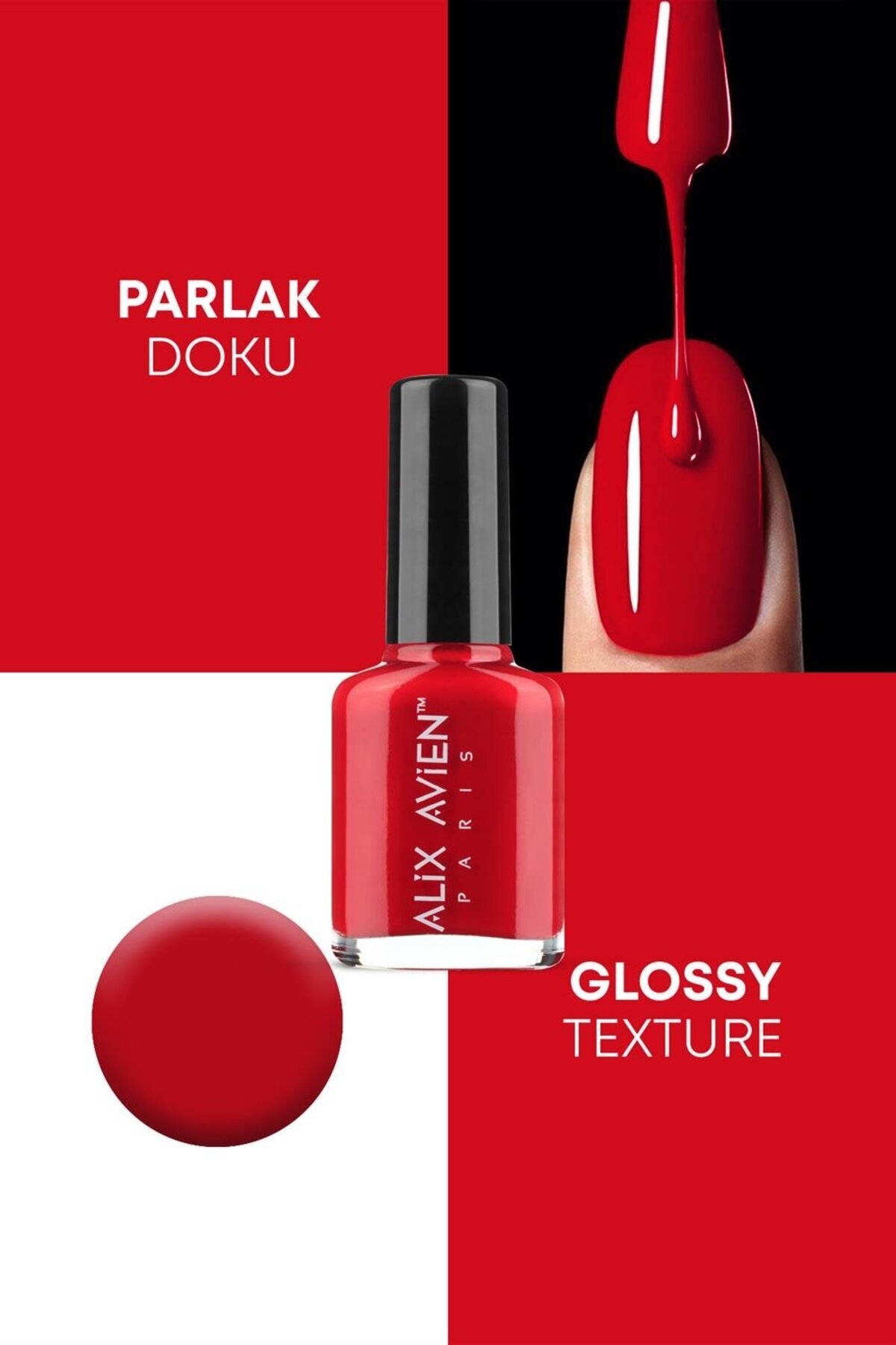 Alix Avien Kan Kırmızı Oje 15 - Yüksek Pigmentli Uzun Süreli Kalıcılık Hızlı Kuruma - Nail Lacquer 15