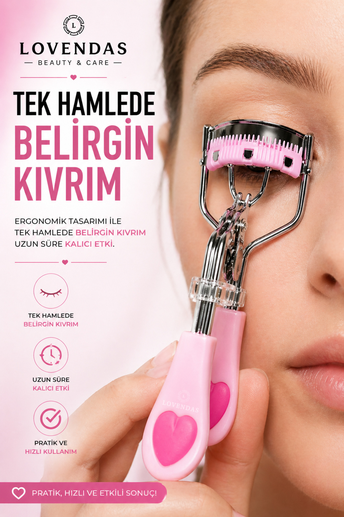 Lovendas Doğal Kıvrım Sağlayan Premium Kirpik Kıvırıcı Taraklı - Görsel 3
