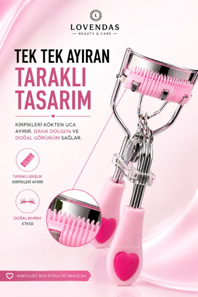 Lovendas Doğal Kıvrım Sağlayan Premium Kirpik Kıvırıcı Taraklı - Görsel 2
