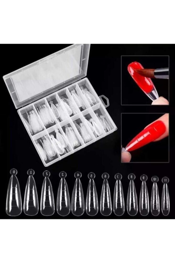 BİYUTREND 120'li Stiletto Protez Tırnak Seti | Şeffaf Poly Jel Uyumlu Tips | Kolay Uygulama Takma Tırnak - Görsel 2