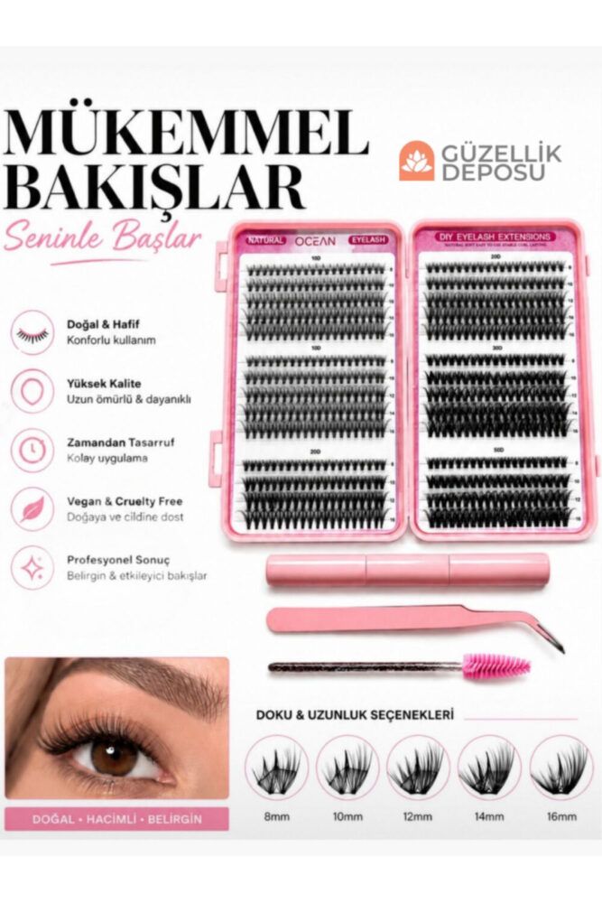 Güzellik Deposu Takma Kirpik Seti 580 Parça 30D/40D/50D/60D/80D/100D Komple Set - Görsel 3