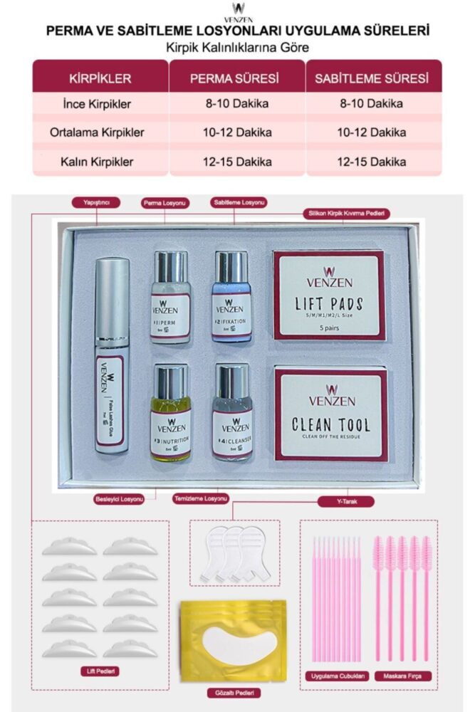 Venzen 2in1 Lash Lift, Kirpik Lifting Seti, Kirpik Perma ve Kaş Laminasyon seti (Full Set) - Görsel 2
