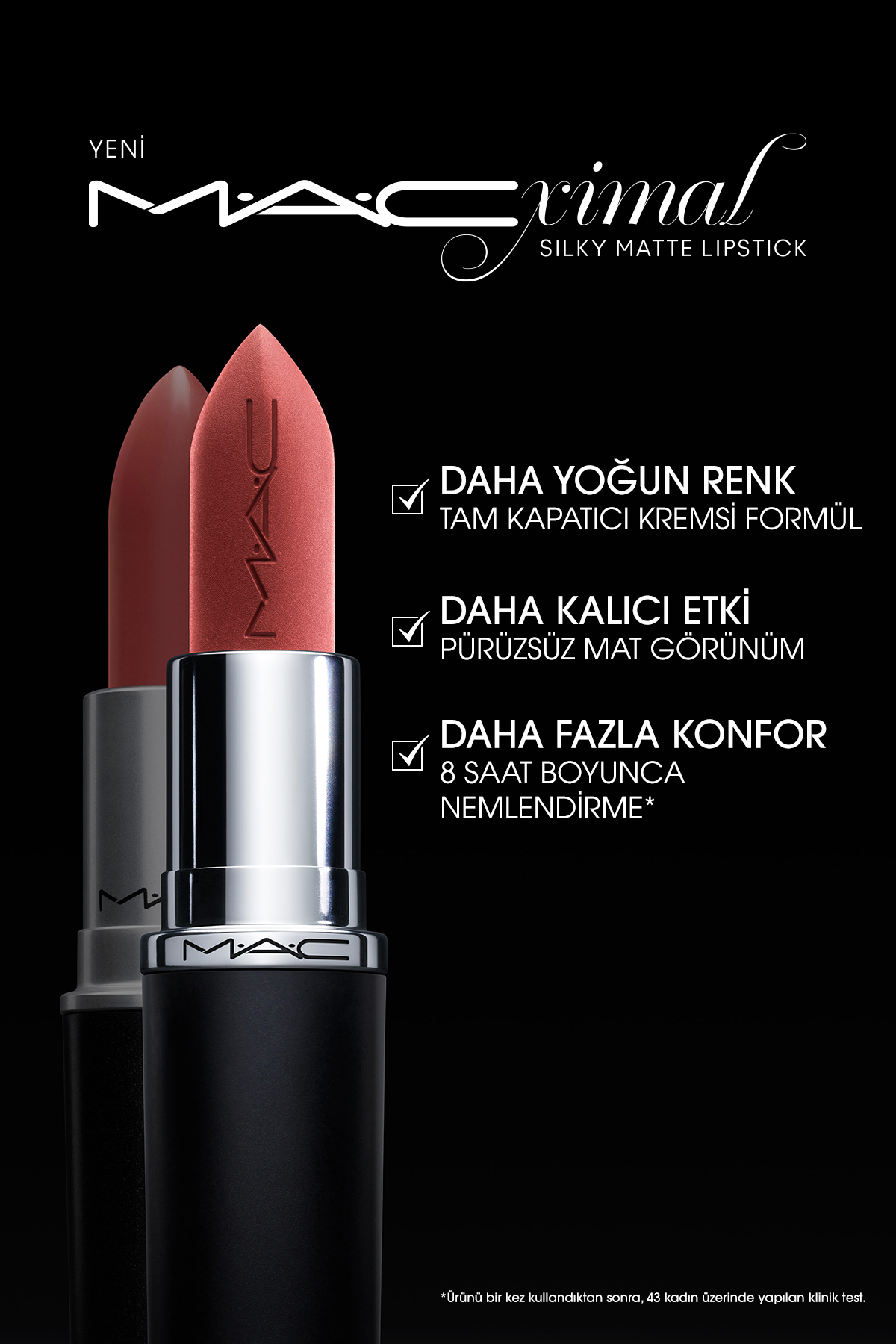 Mac M·A·CXIMAL Silky Matte Lipstick Nemlendirme Etkili Yoğun Renk Sağlayan Ruj - Velvet Teddy - Görsel 3