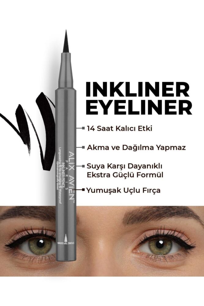 Alix Avien Uzun Süre Kalıcı, Suya Dayanıklı ve Yumuşak Uçlu Siyah Göz Kalemi - Inkliner Eyeliner Black