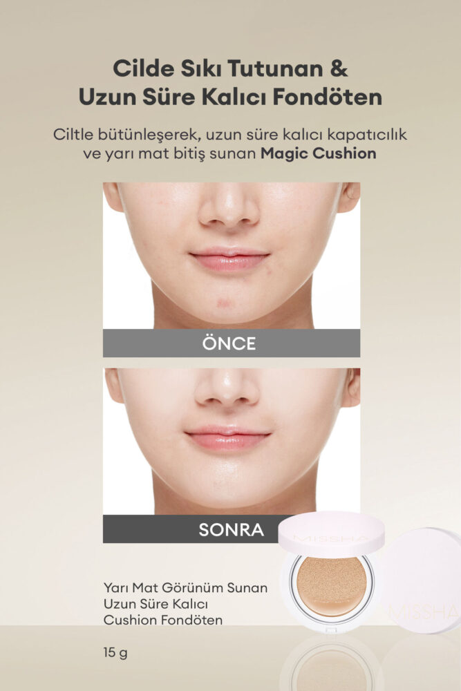 Missha Yüksek Kapatıcı Yarı Mat Cushion Fondöten Magic Cushion Cover Lasting No.25 SPF 50+ PA+++ - Görsel 2
