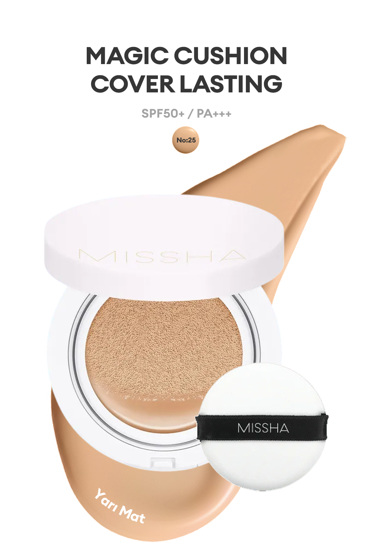 Missha Yüksek Kapatıcı Yarı Mat Cushion Fondöten Magic Cushion Cover Lasting No.25 SPF 50+ PA+++