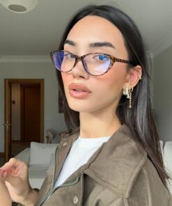 funeyes Carat Cat Eye Leopar Desenli 46 Ekartman Popüler Model | Küçük Boy Cat Eye Optik uyumlu Gözlük |
