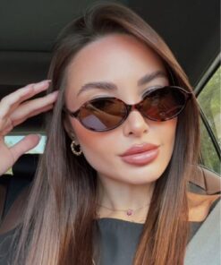 funeyes Miux Trend Kahvernegi camlı Leopar renk çerçeve Trend Oval Güneş Gözlüğü - Görsel 3