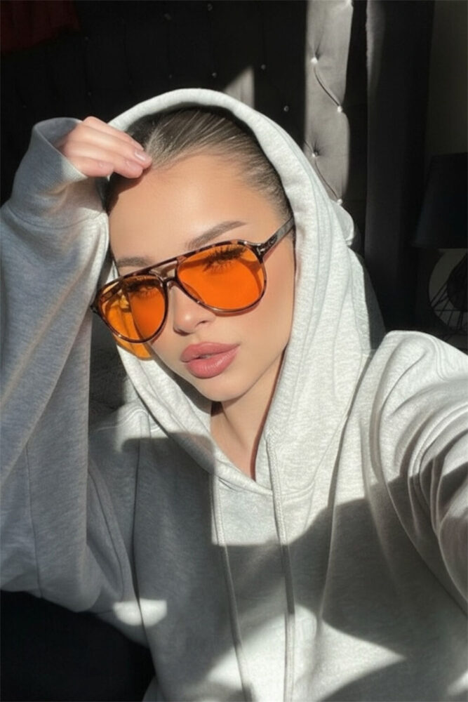 Dio Armati Spair Unisex Leopar Turuncu Camlı Pilot Güneş Gözlüğü - Görsel 3