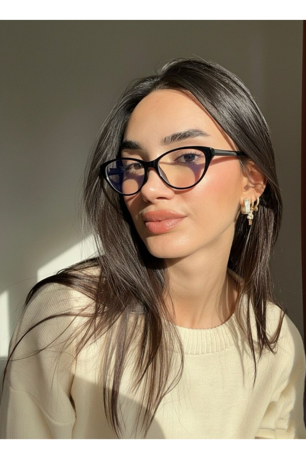 funeyes Carat Cat Eye Siyah 46 Ekartman küçük cat eye gözlük Camı Değişir