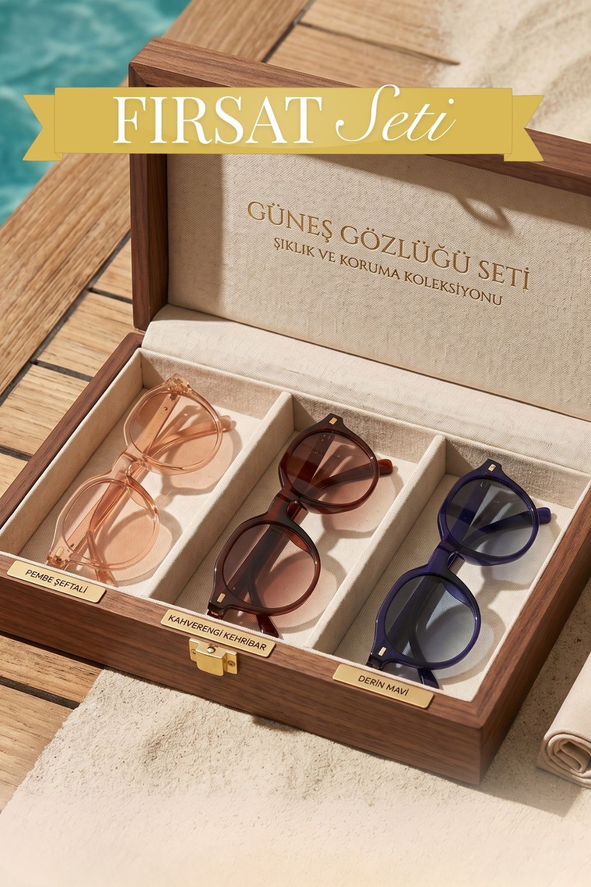 Lozzo 3lü Fırsat Seti Unisex UV400 Koruma Oval Güneş Gözlüğü 23007