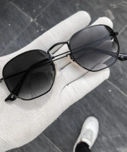 Chunky Frame Siyah Metal Çerçeveli Beşgen Unisex Güneş Gözlüğü