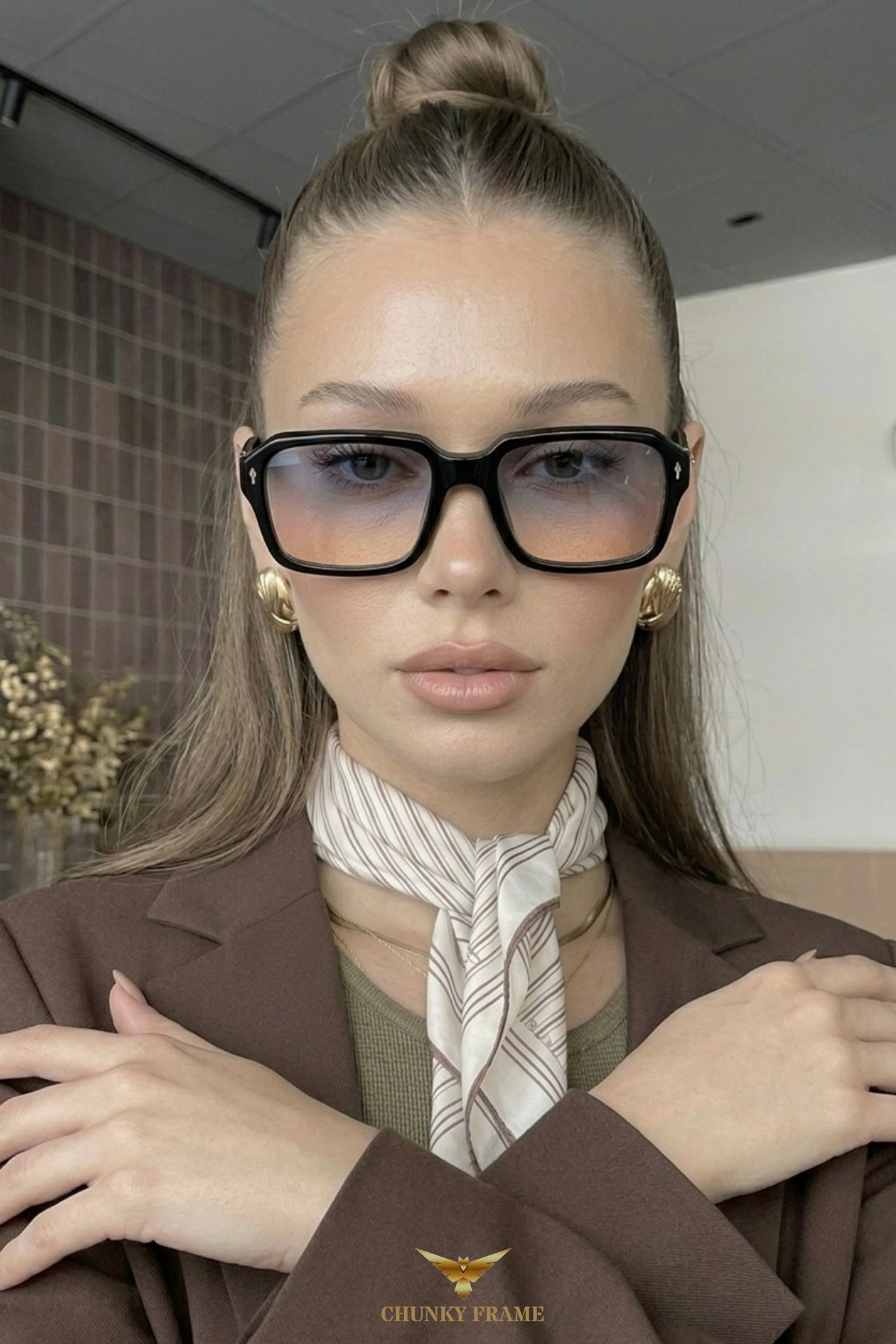 Chunky Frame Abel Unisex Yeni Sezon Ultra Hafif Degrade UV400 Dikdörtgen Plastik Çerçeveli Güneş Gözlüğü