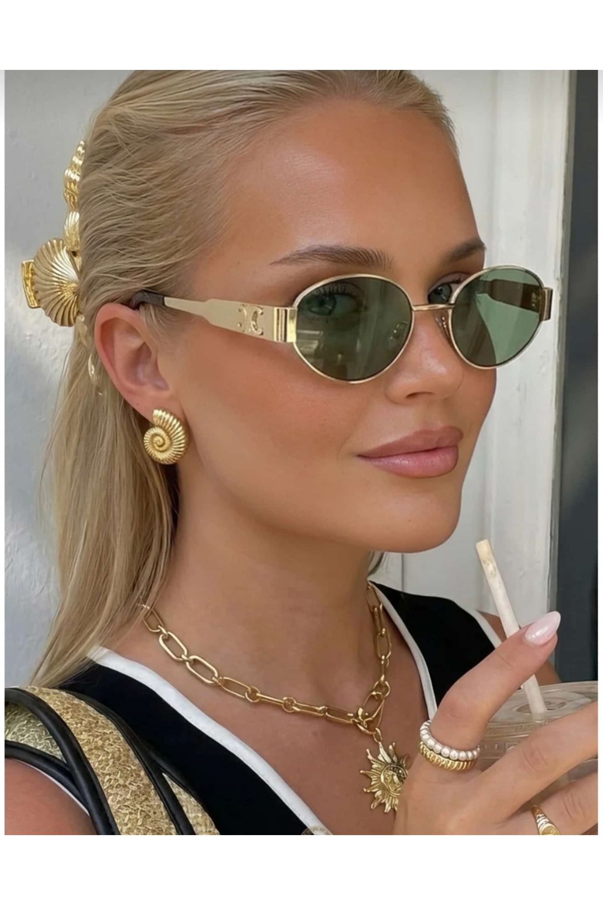MUADEX dapling YEŞİL cam gold mineral tarif şık unisex güneş gözlüğü