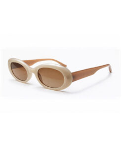 Toz Vintage Jurvin Bej Retro Oval Kalın Kemik Çerçeve Unisex UV400 Vintage Retro Güneş Gözlüğü