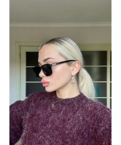 Angel Eyes Siyah Kare Çerçeveli Altın Detaylı Siyah Camlı Kadın/Erkek Güneş Gözlüğü UV400 Korumalı - Görsel 3