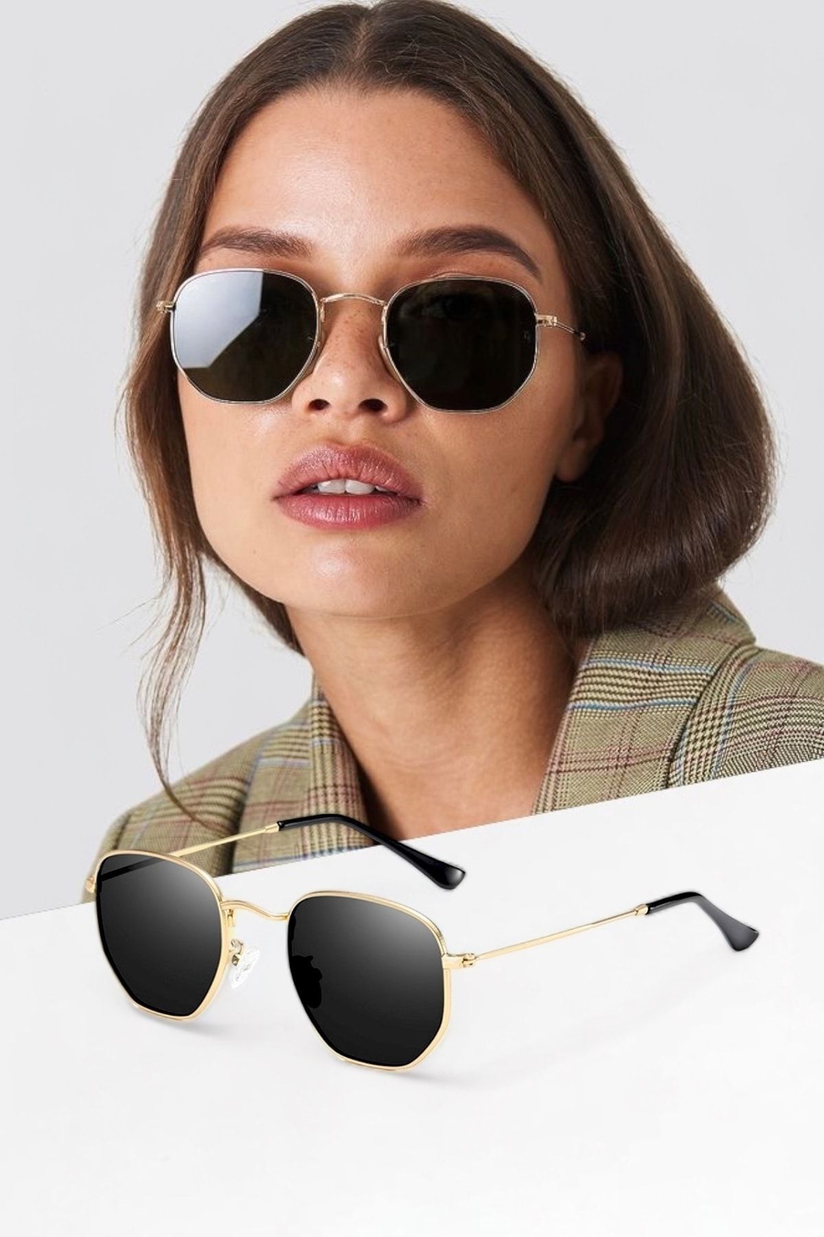 REN EYEWEAR Coolandbetter Beşgen Güneş Gözlüğü Gold Çerçeve Ren Eyewear