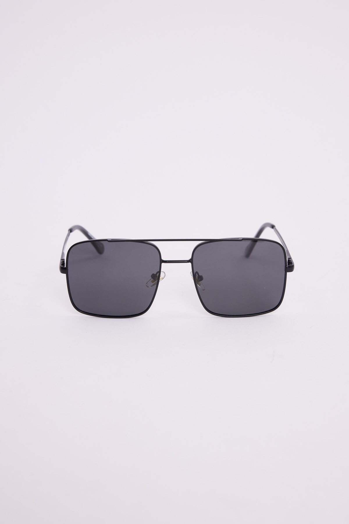 Tudors Unisex Retro Tasarım UV400 Korumalı Siyah Metal Çerçeveli Kare Güneş Gözlüğü